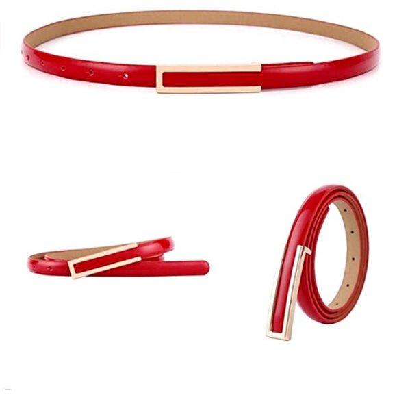Women\'s Fashion Elegant Skinny Patent Leather Belt